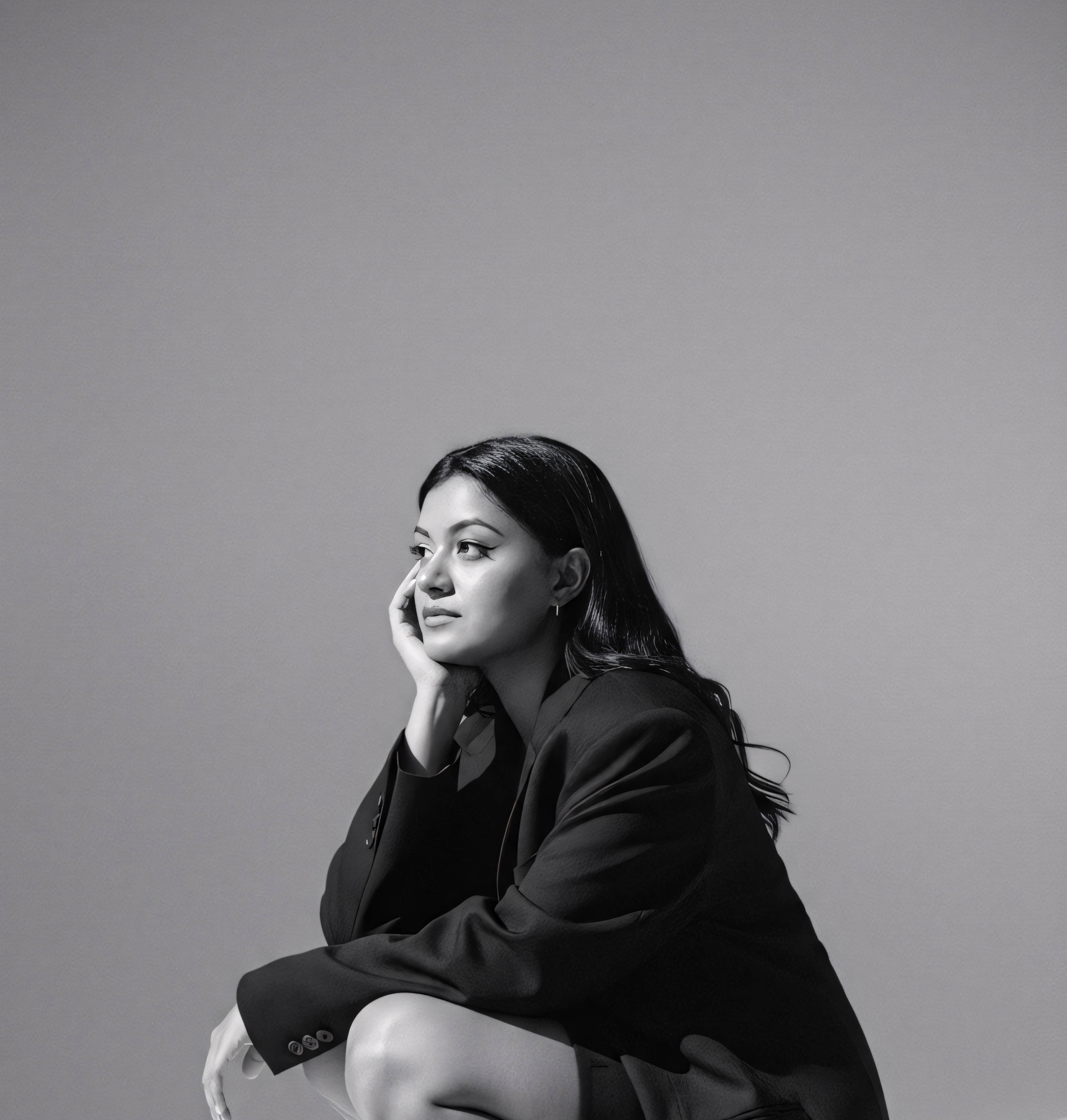 Portrait of Vama Kothari — black and white editorial photograph